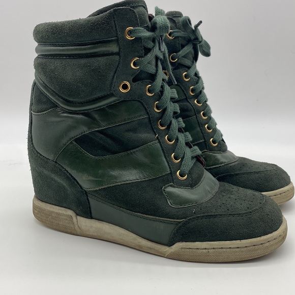 MARC BY MARC JACOBS DARK GREEN HIGHTOP SNEAKERS SZ 38 - Picture 2 of 5